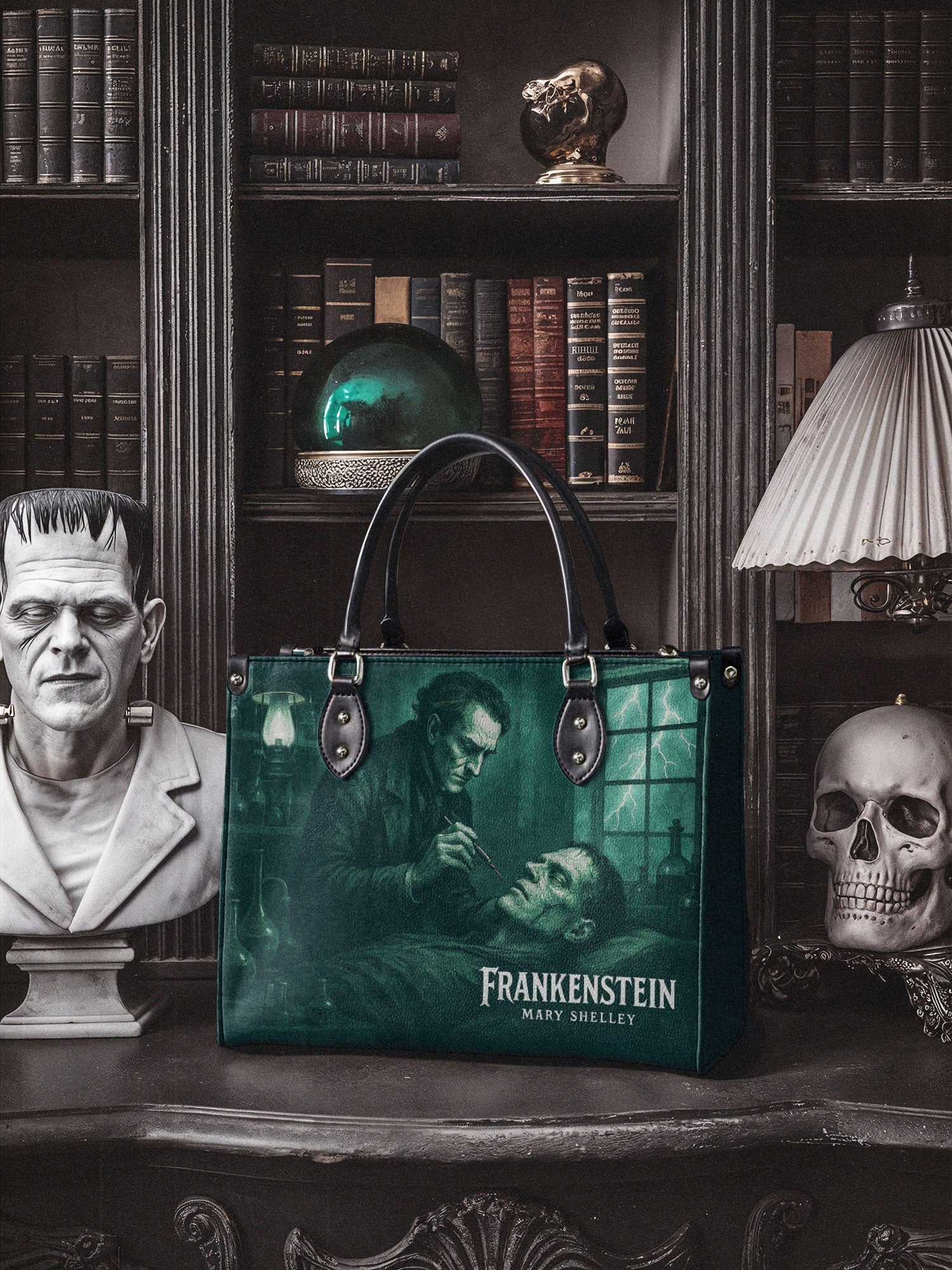 "Frankenstein" Mortuary Moss - Brown Interior - Leather Handbag