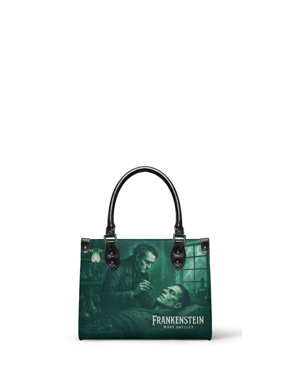 "Frankenstein" Mortuary Moss - Black Interior - Small Leather Handbag - FALL CLEARANCE DEAL