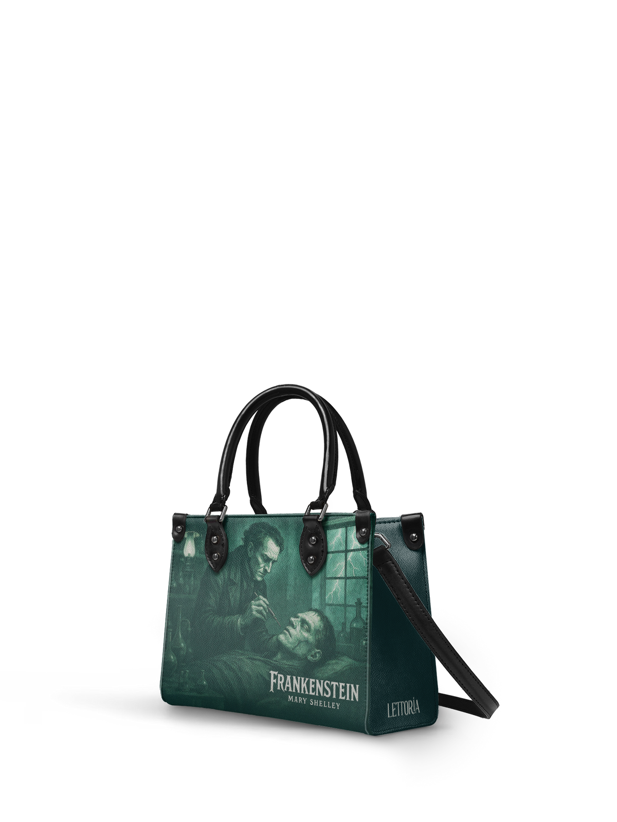 "Frankenstein" Mortuary Moss - Black Interior - Small Leather Handbag - FALL CLEARANCE DEAL