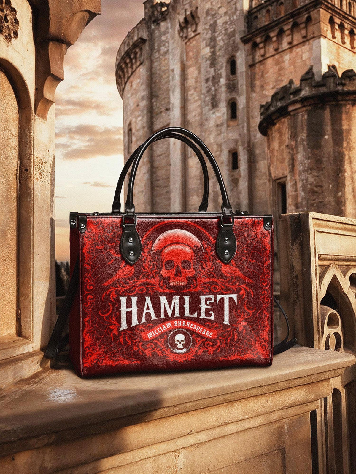 "Hamlet" The Red Room - Black Interior - Leather Handbag Matching Set - FALL DEAL