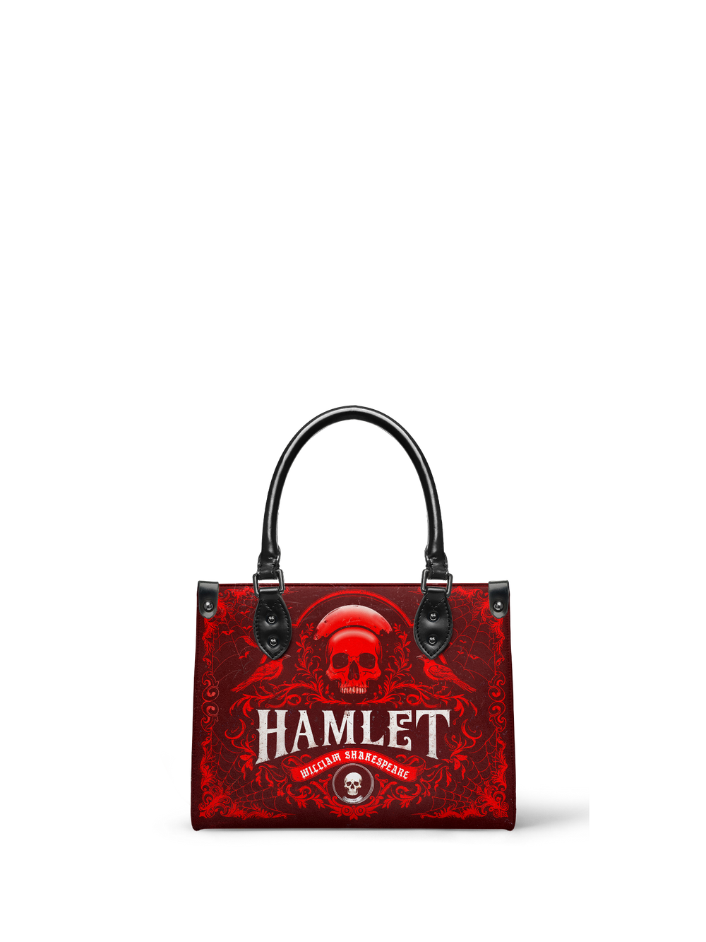 "Hamlet" The Red Room - Black Interior - Small Leather Handbag - NEVERMORE DEAL