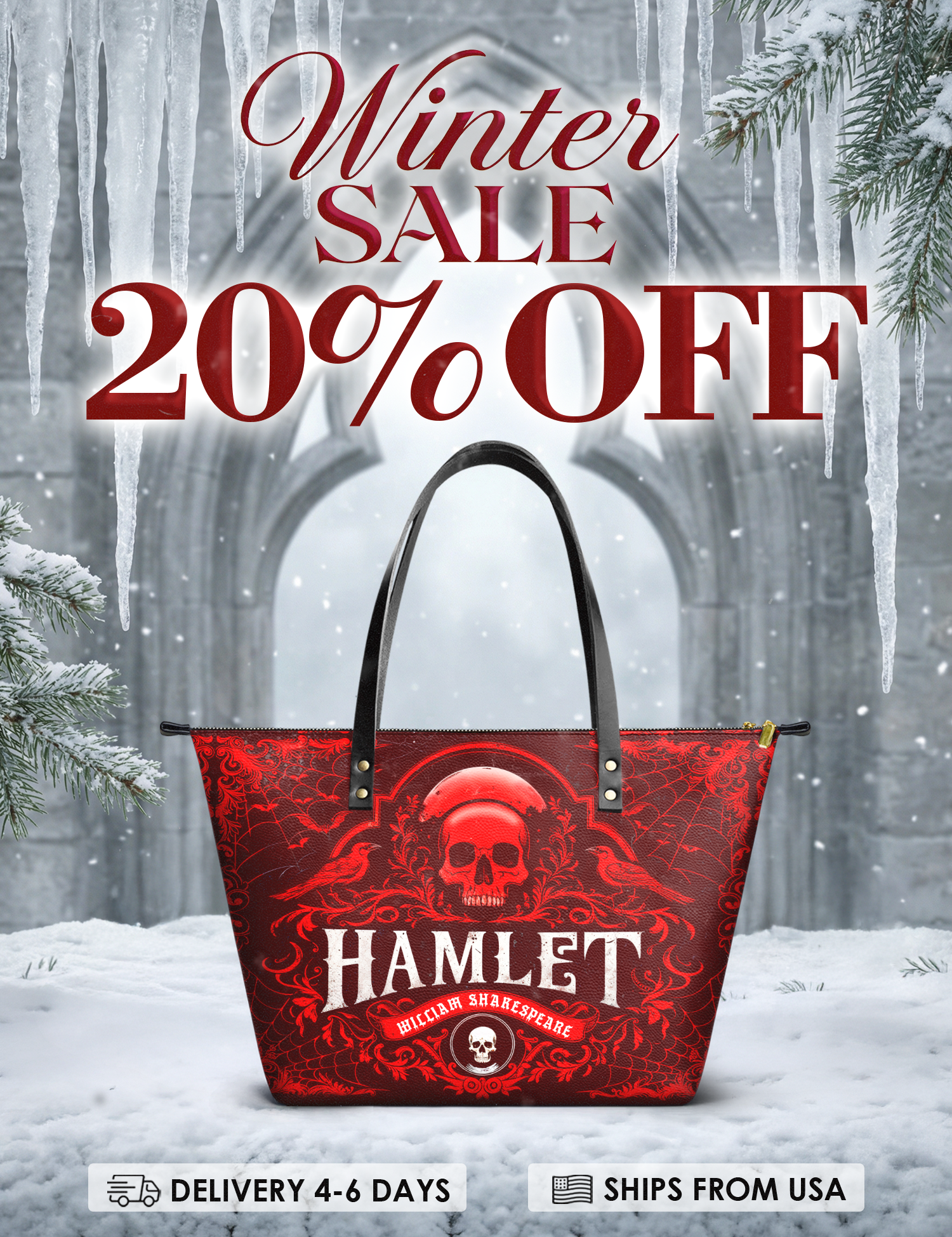 "Hamlet" The Red Room Leather Tote Bag Deal
