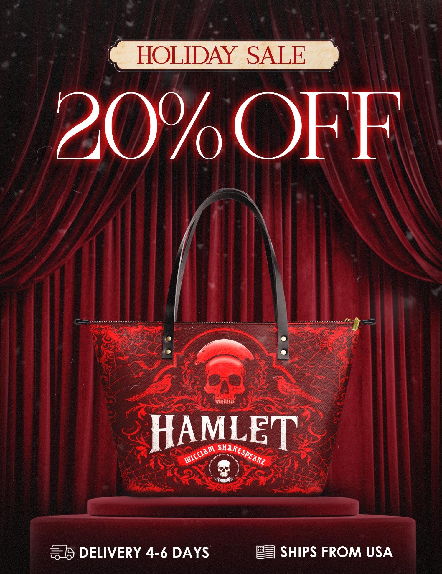 "Hamlet" The Red Room Leather Tote Bag Deal