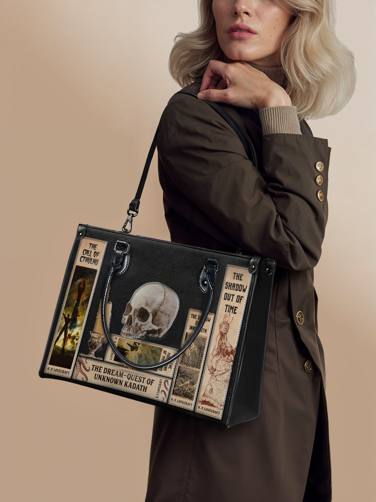 Lovecraftian Black - Black Interior - Leather Handbag - FALL CLEARANCE DEAL