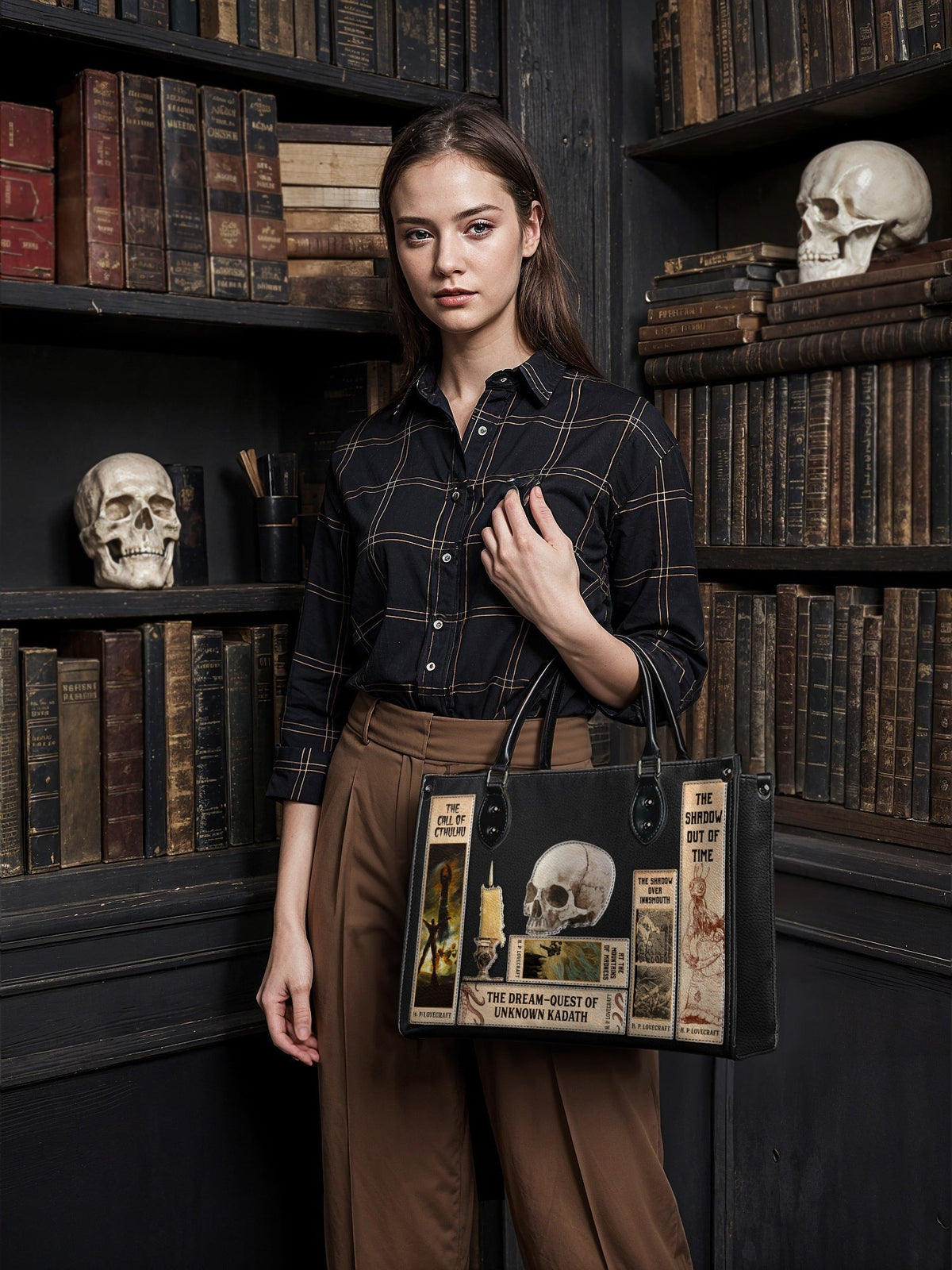 Lovecraftian Black - Black Interior - Leather Handbag - FALL DEAL