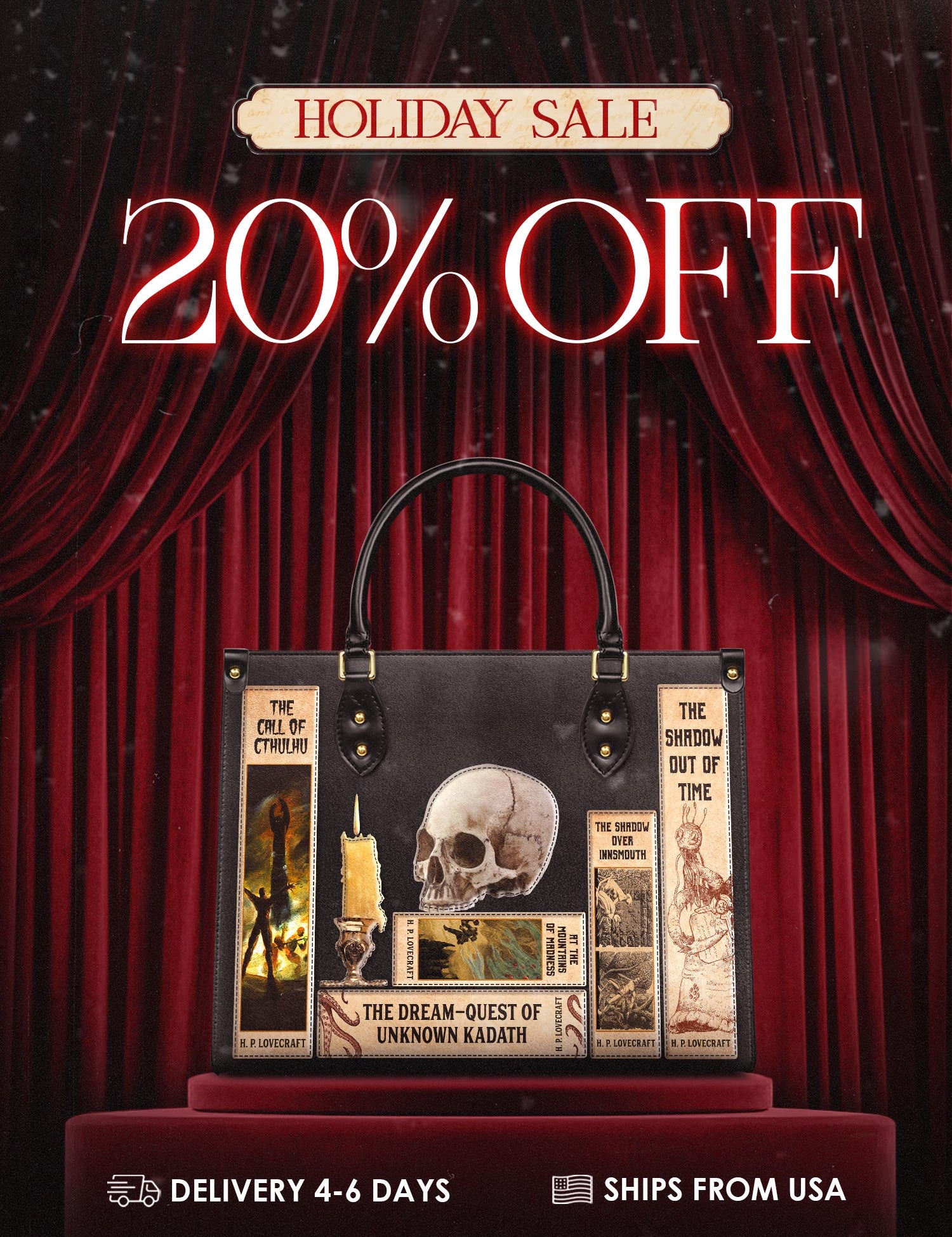 Lovecraftian Black Leather Handbag Deal