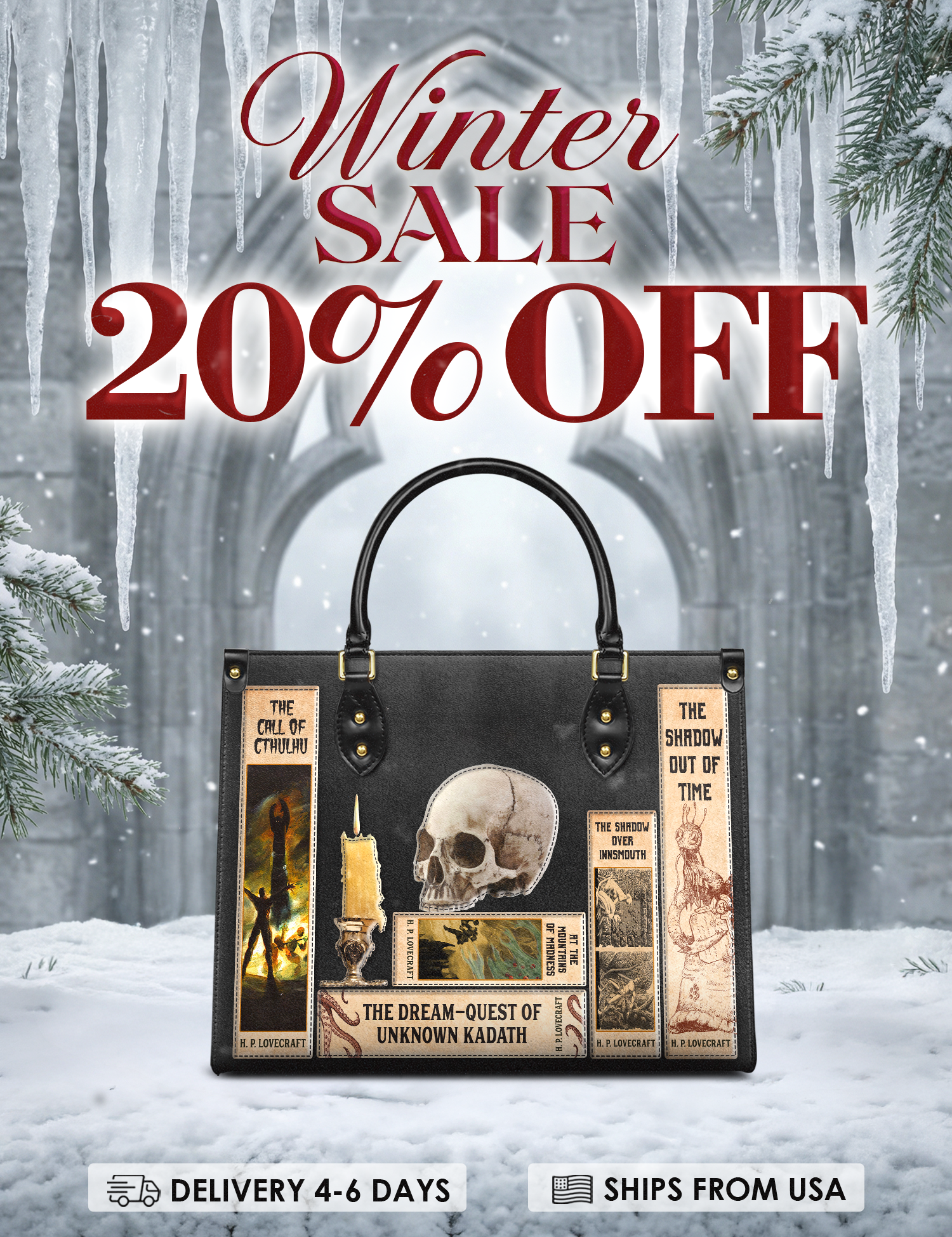 Lovecraftian Black Leather Handbag Deal