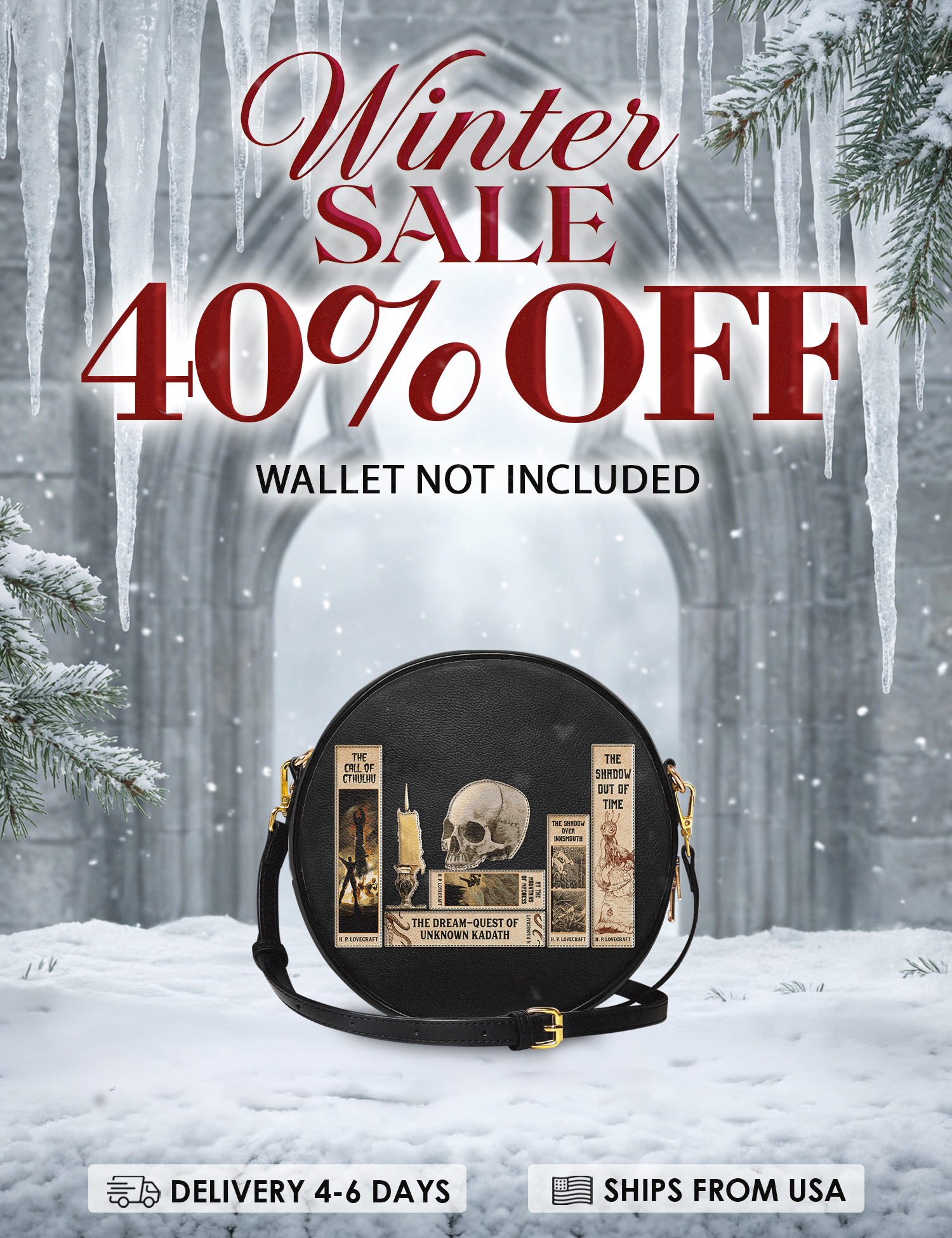 Lovecraftian Black Circle Crossbody Bag Deal