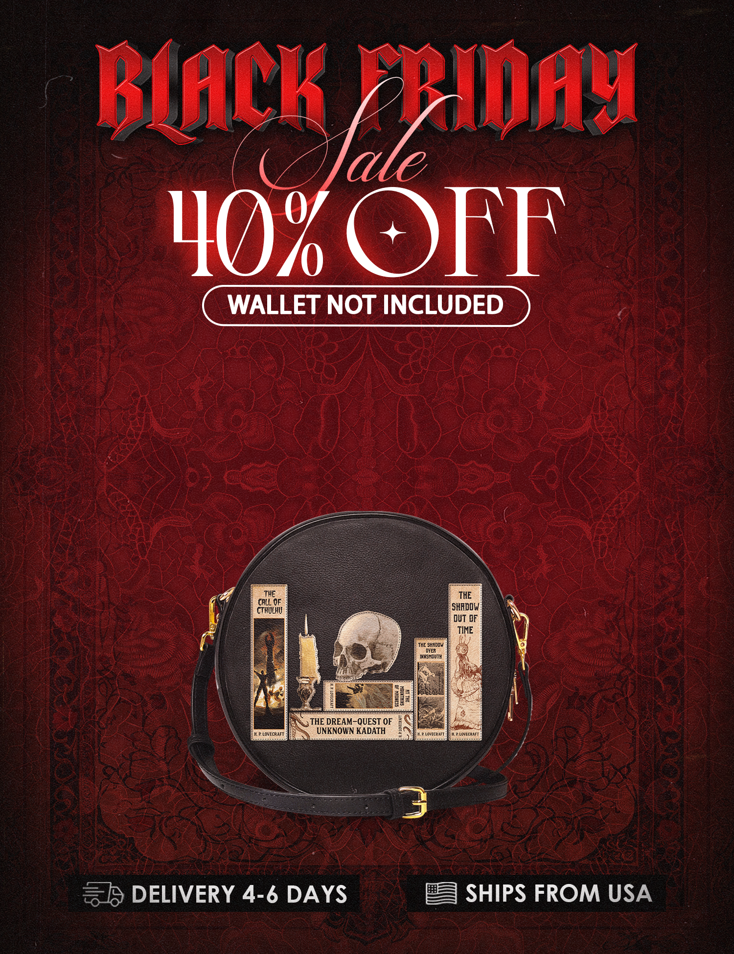 Lovecraftian Black Circle Crossbody Bag Deal