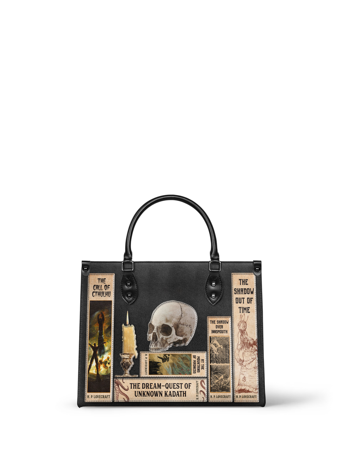 Lovecraftian Black - Black Interior - Leather Handbag - FALL DEAL