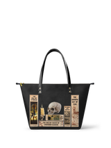"Lovecraftian" Black Leather Tote Bag