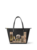 "Lovecraftian" Black Leather Tote Bag - FALL DEAL