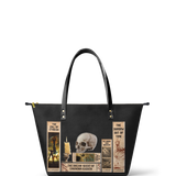 "Lovecraftian" Black Leather Tote Bag Matching Set - CLEAROUT
