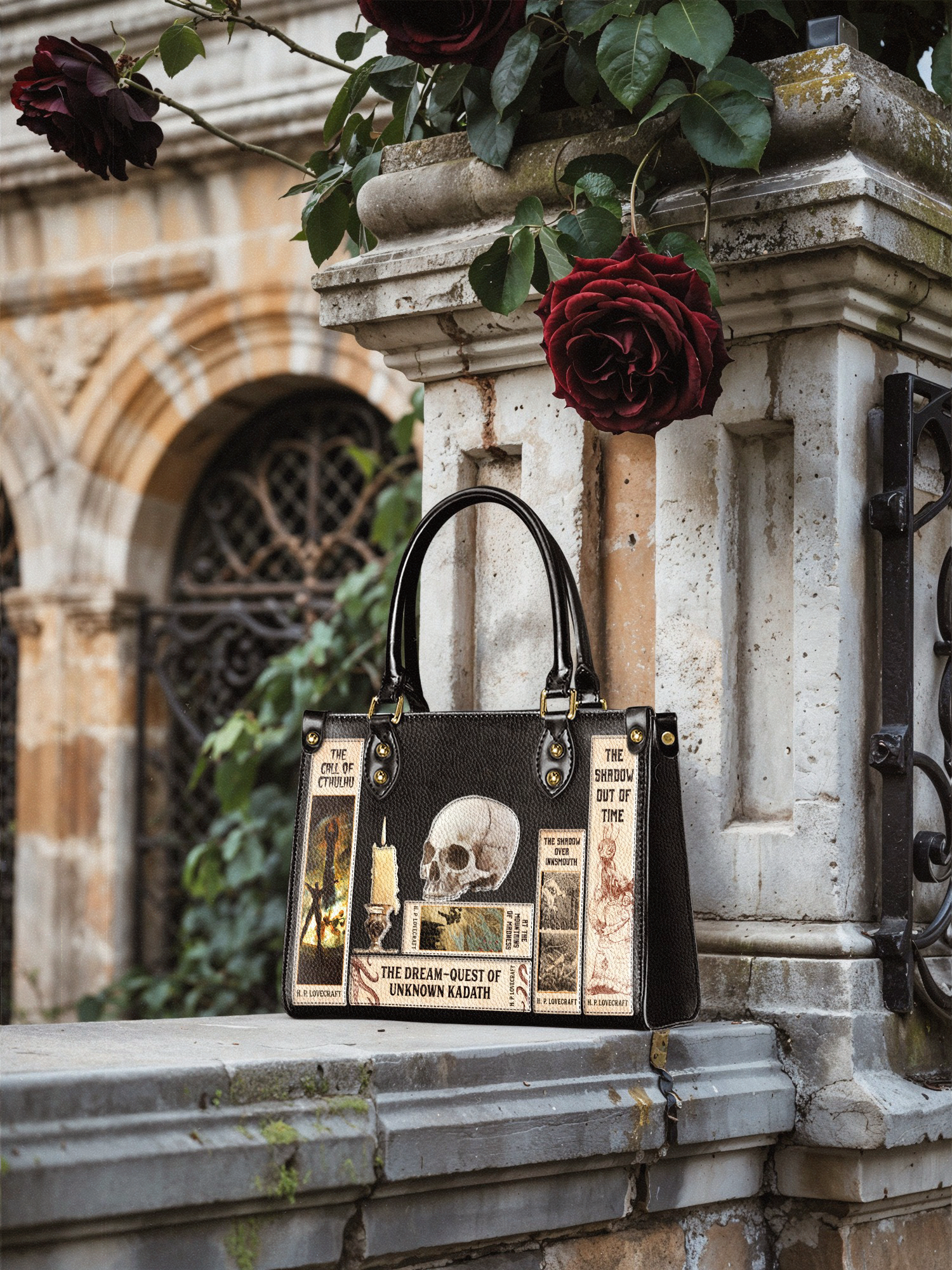 Lovecraftian Black Small Leather Handbag - NEW WORKSHOP SALE