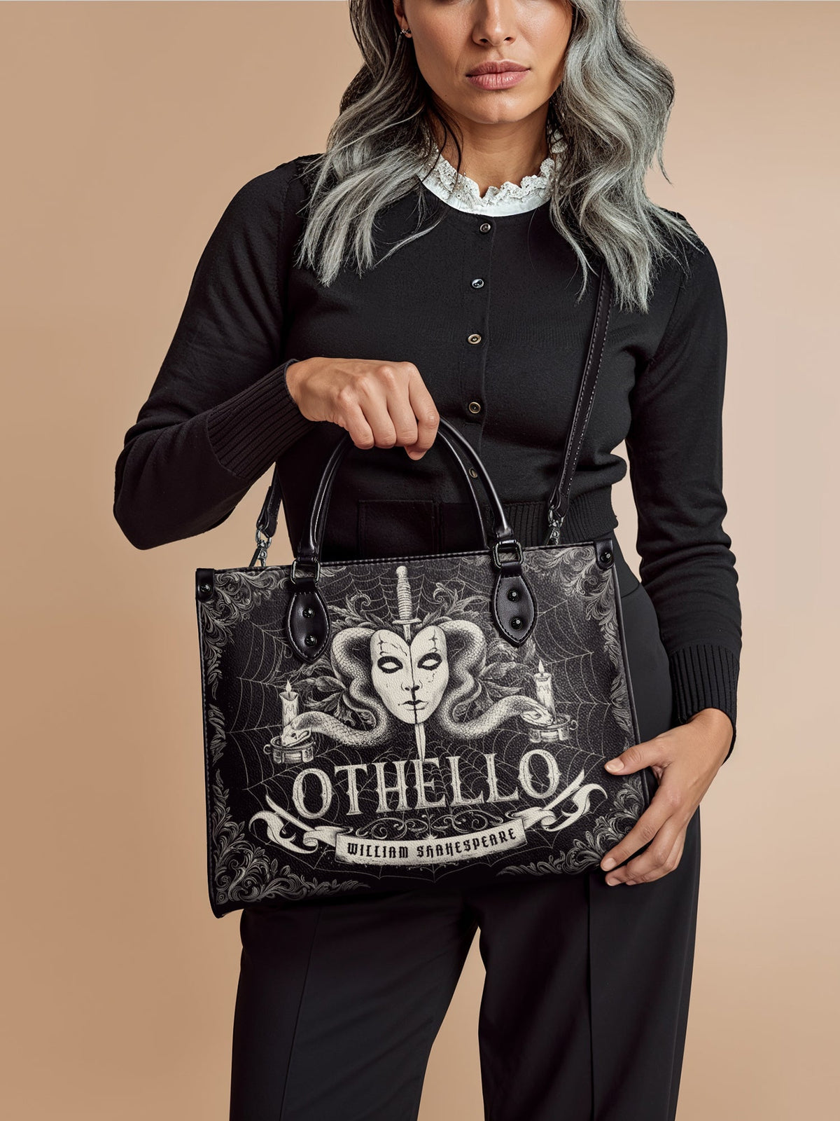 "Othello" - Black Interior - Leather Handbag - FALL CLEARANCE DEAL