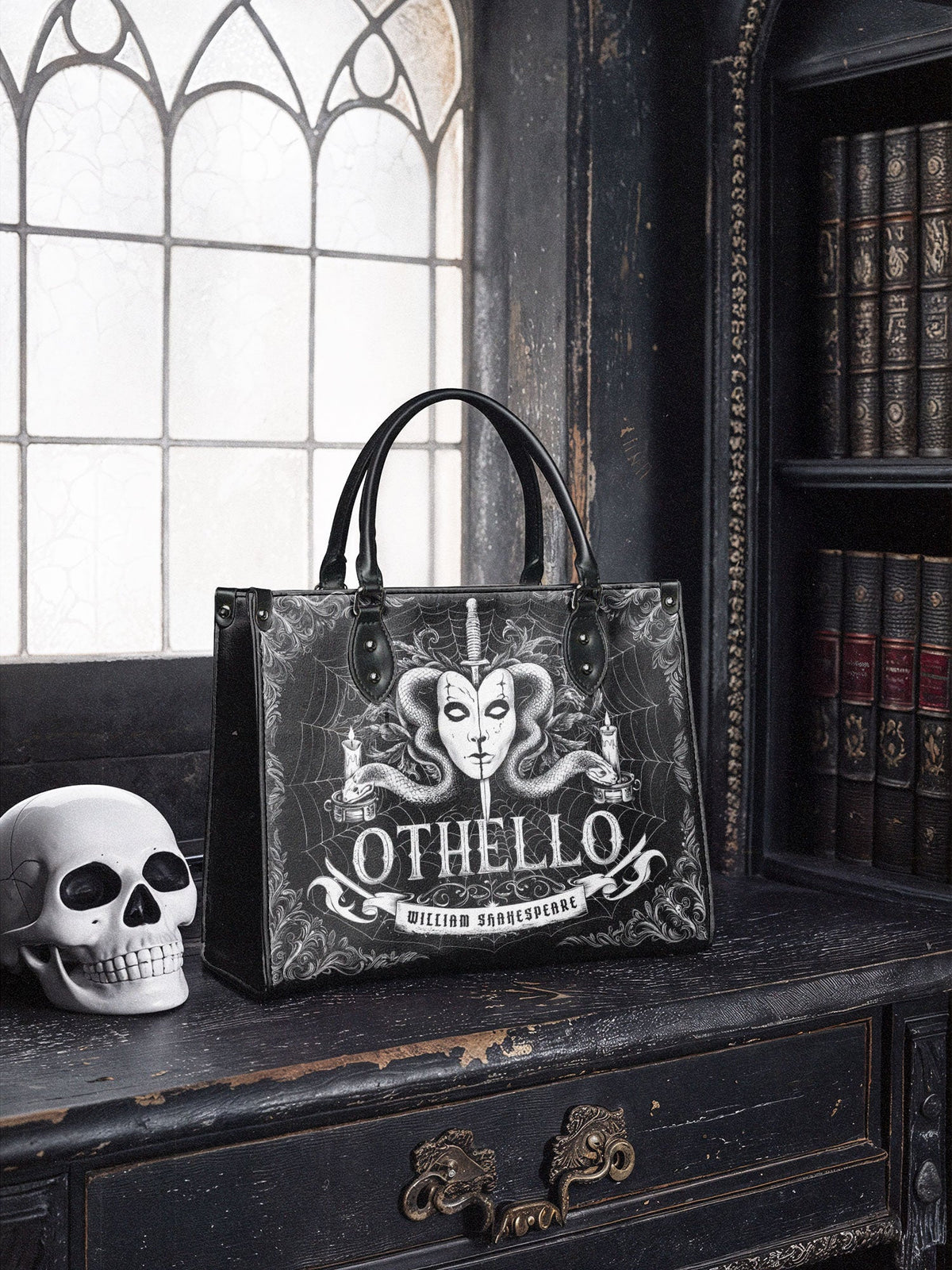 "Othello" - Black Interior - Leather Handbag Matching Set - FALL DEAL