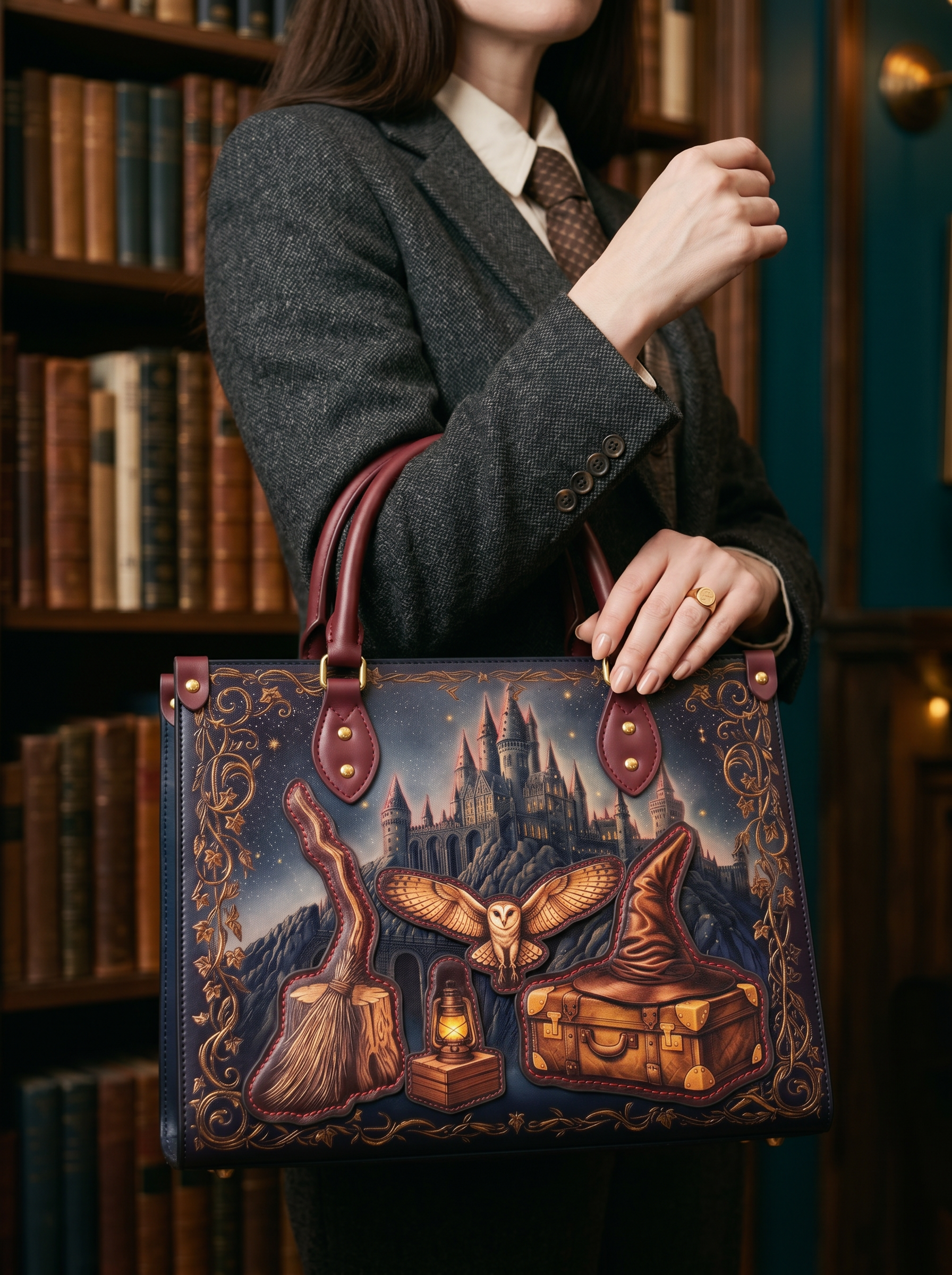 “Owl Post” Applique Leather Handbag Pre-order