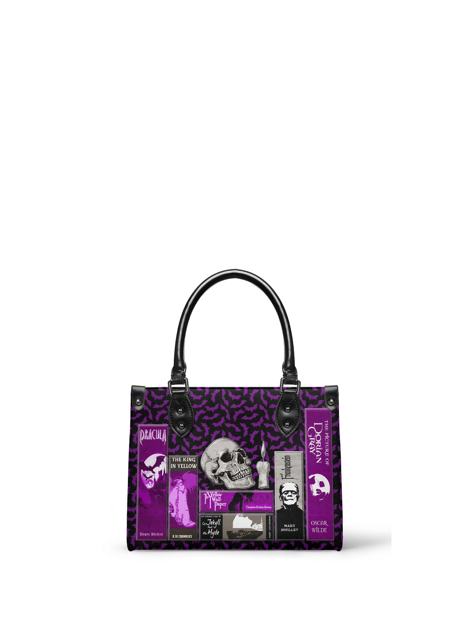 "The Codex of Gothic Tales" Violet Echo - Black Interior - Small Leather Handbag