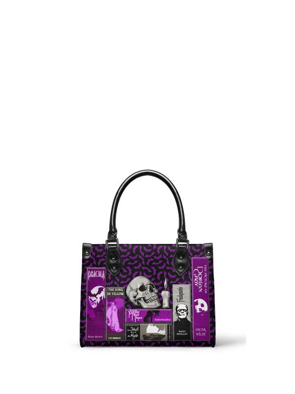 "The Codex of Gothic Tales" Violet Echo - Black Interior - Small Leather Handbag