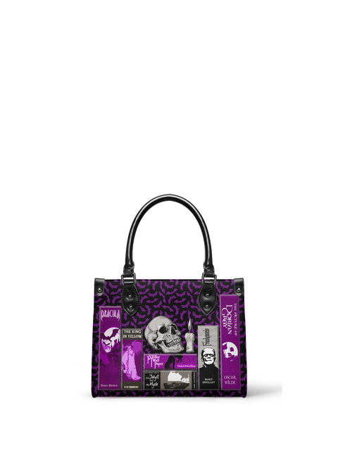 "The Codex of Gothic Tales" Violet Echo - Black Interior - Small Leather Handbag - NEW WORKSHOP SALE