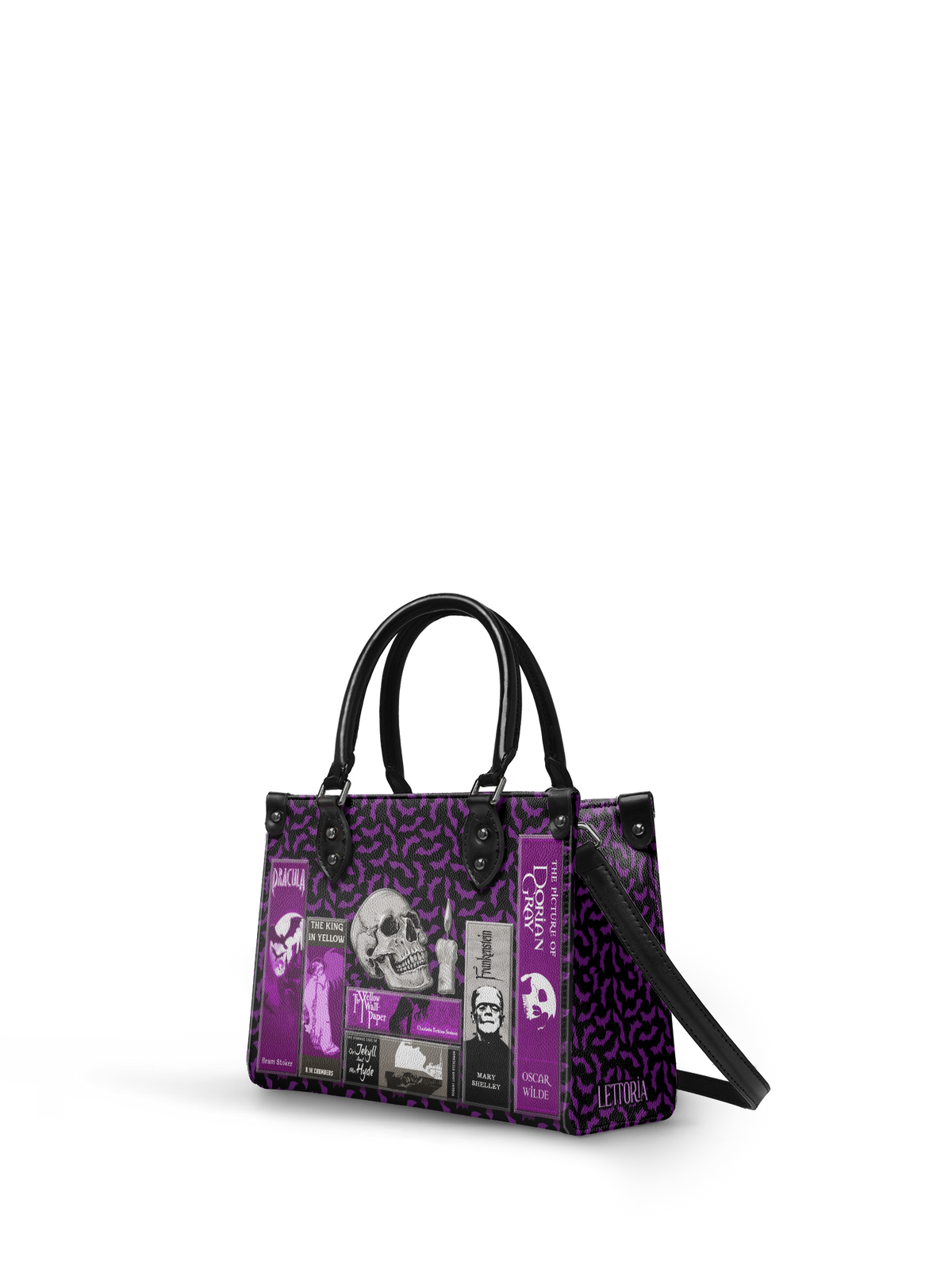 "The Codex of Gothic Tales" Violet Echo - Black Interior - Small Leather Handbag - FALL DEAL