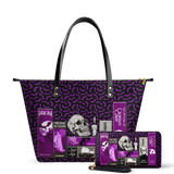 "The Codex of Gothic Tales" Violet Echo Leather Tote Bag Deal