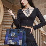 "Poe's Library" Midnight Ink - Black Interior - Leather Handbag