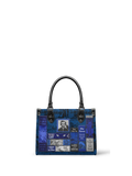 "Poe's Library" Midnight Ink - Black Interior - Small Leather Handbag - FALL CLEARANCE DEAL