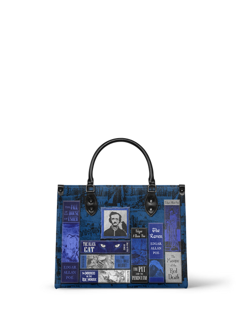 "Poe's Library" Midnight Ink - Black Interior - Leather Handbag