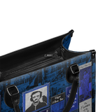 "Poe's Library" Midnight Ink - Black Interior - Leather Handbag