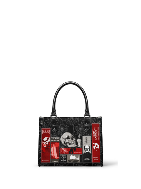 "The Codex of Gothic Tales" Black Widow’s Kiss - Black Interior - Small Leather Handbag