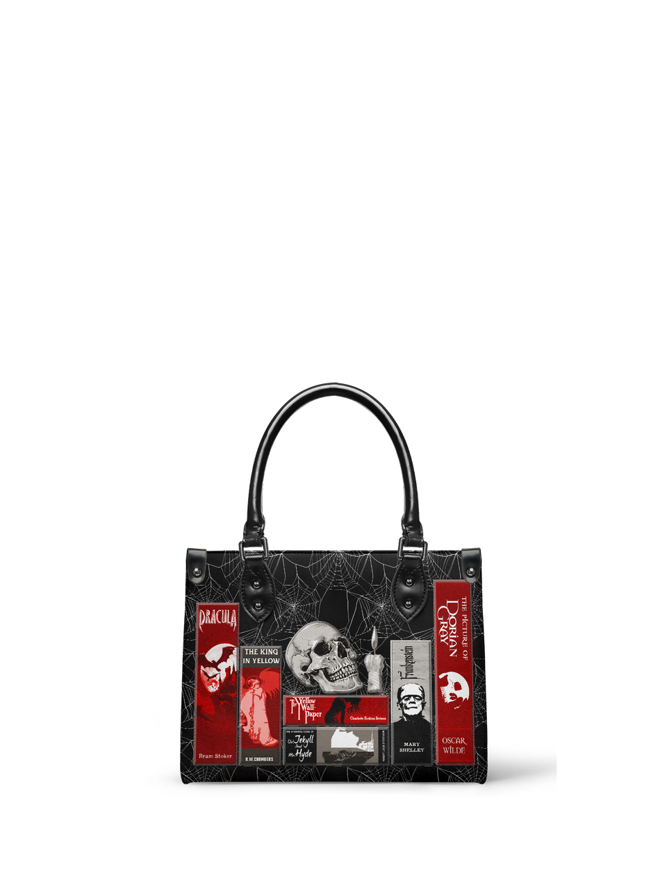 "The Codex of Gothic Tales" Black Widow’s Kiss - Black Interior - Small Leather Handbag