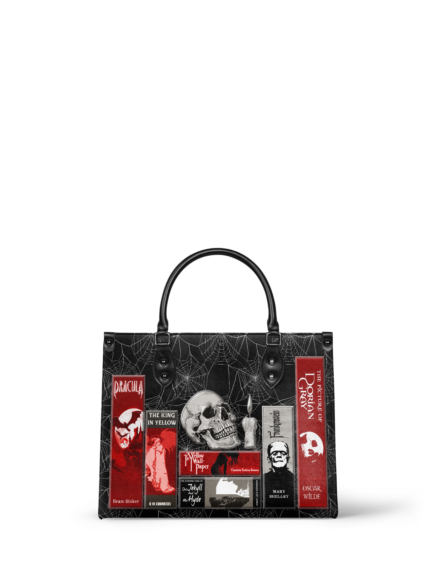 "The Codex of Gothic Tales" Black Widow’s Kiss - Red Interior - Leather Handbag