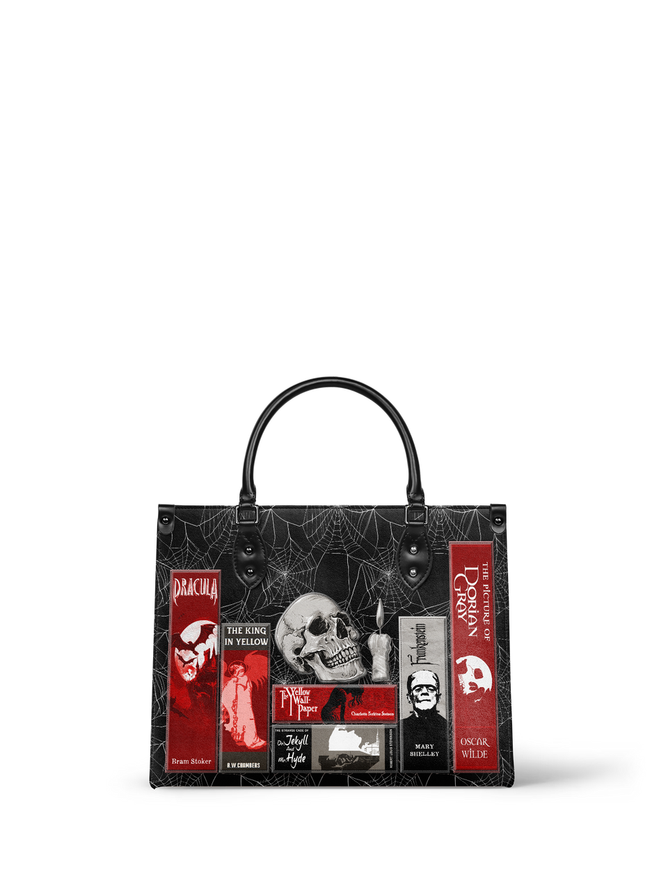 "The Codex of Gothic Tales" Black Widow’s Kiss - Red Interior - Leather Handbag
