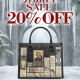 "Poe's Library" Ashen Black Leather Handbag Deal