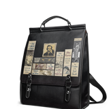 "Poe's Library" Ashen Black Leather Backpack