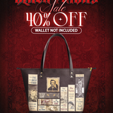"Poe's Library" Ashen Black Leather Tote Bag Deal