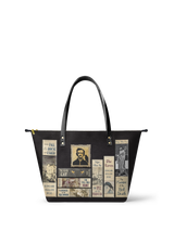 "Poe's Library" Ashen Black Leather Tote Bag