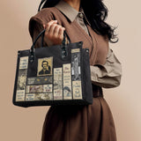 "Poe's Library" Ashen Black - Black Interior - Leather Handbag