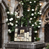 "Poe's Library" Ashen Black - Black Interior - Small Leather Handbag - CLEAROUT