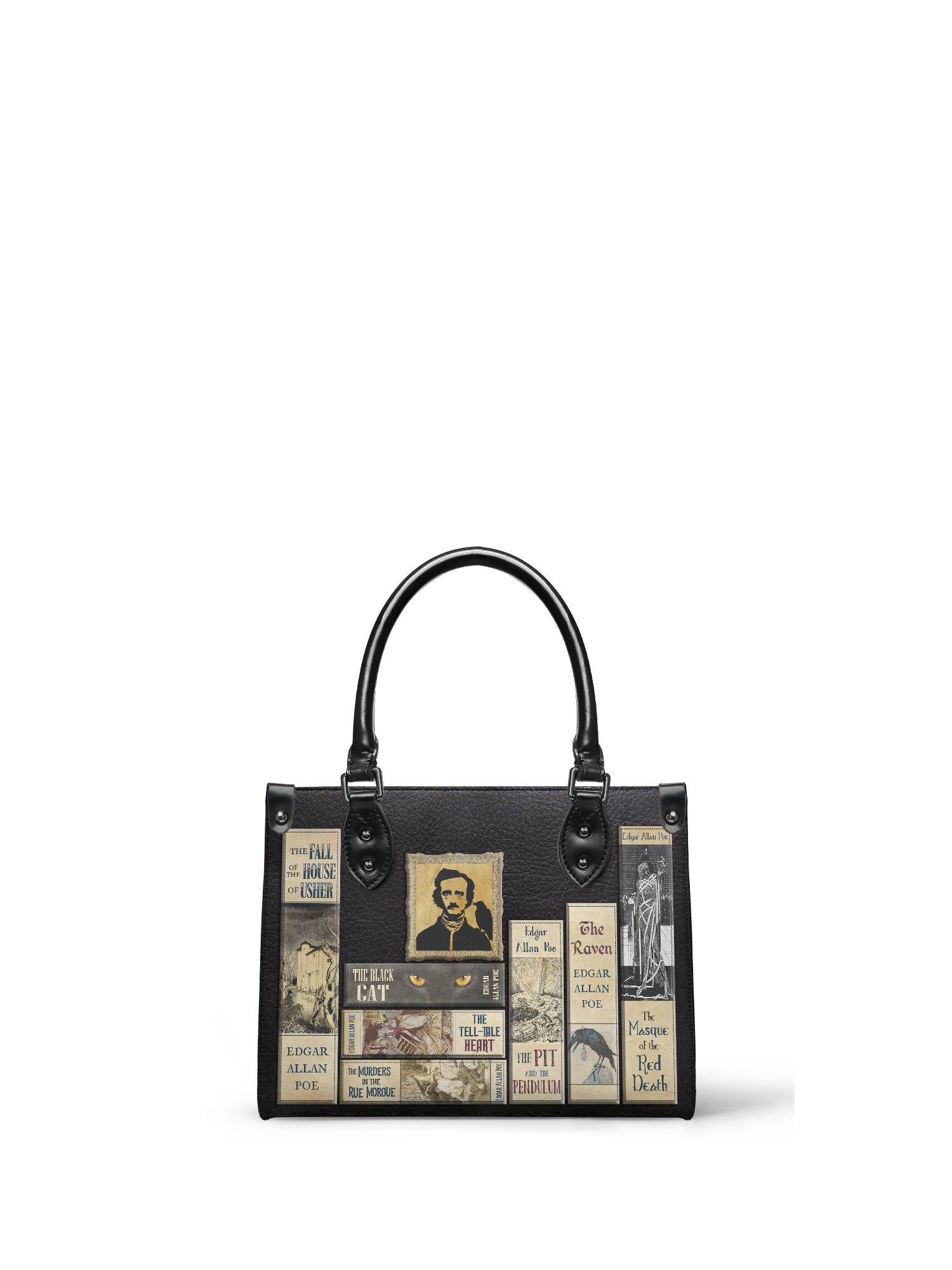 "Poe's Library" Ashen Black - Black Interior - Small Leather Handbag - NEW WORKSHOP SALE