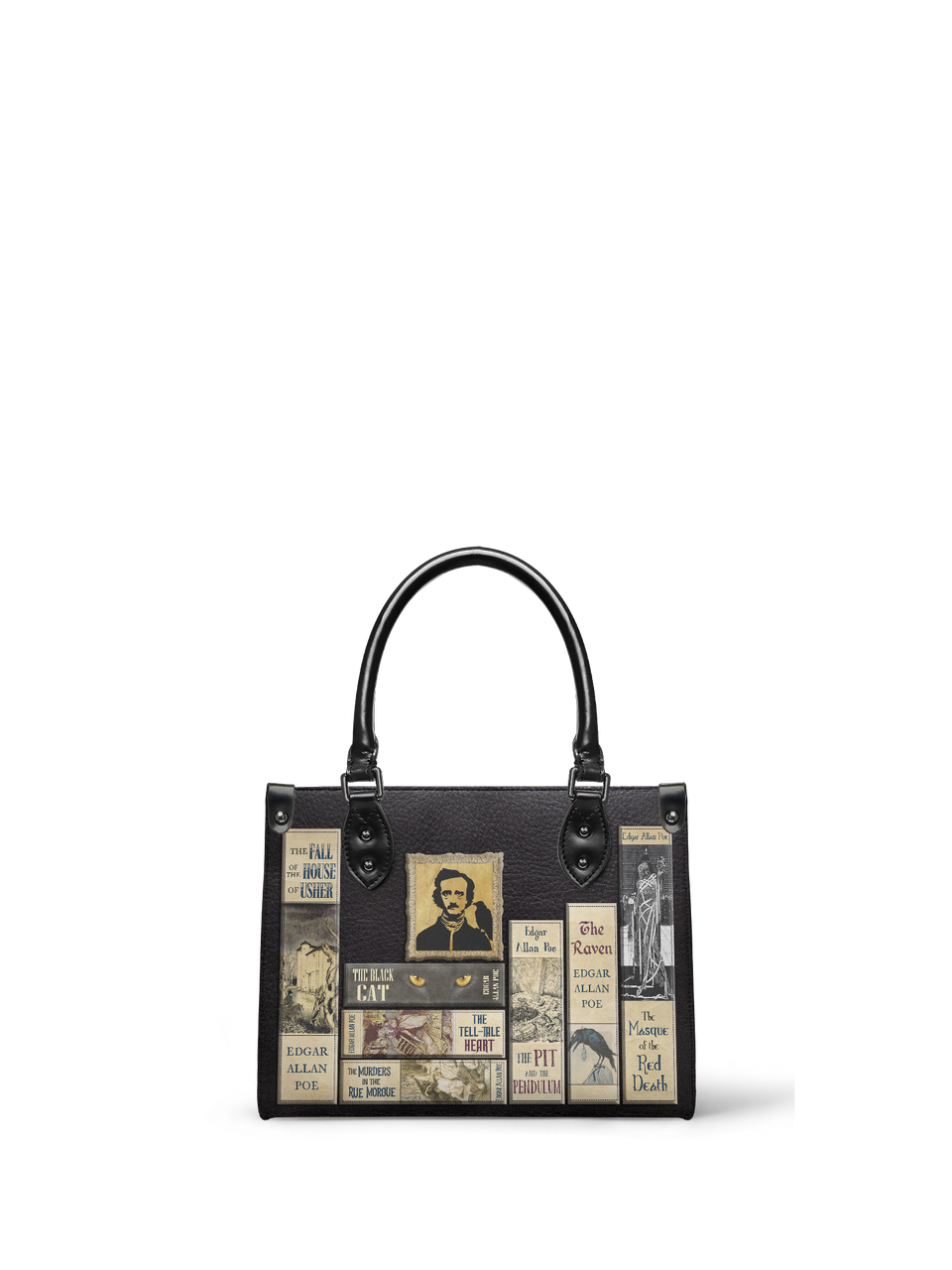 "Poe's Library" Ashen Black - Black Interior - Small Leather Handbag - NEW WORKSHOP SALE