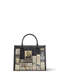 "Poe's Library" Ashen Black - Brown Interior - Leather Handbag
