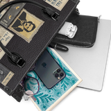 "Poe's Library" Ashen Black - Black Interior - Leather Handbag
