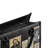 "Poe's Library" Ashen Black - Black Interior - Leather Handbag