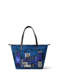 "Poe's Library" Midnight Ink Leather Tote Bag
