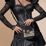 "Poe's Library" Ashen Black Circle Crossbody Bag Deal