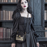 "Poe's Library" Ashen Black Circle Crossbody Bag Deal