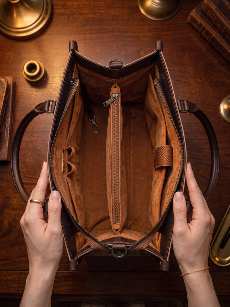 "Poe's Anthology" Applique Leather Handbag