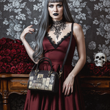 "Poe's Library" Ashen Black Mini Satchel